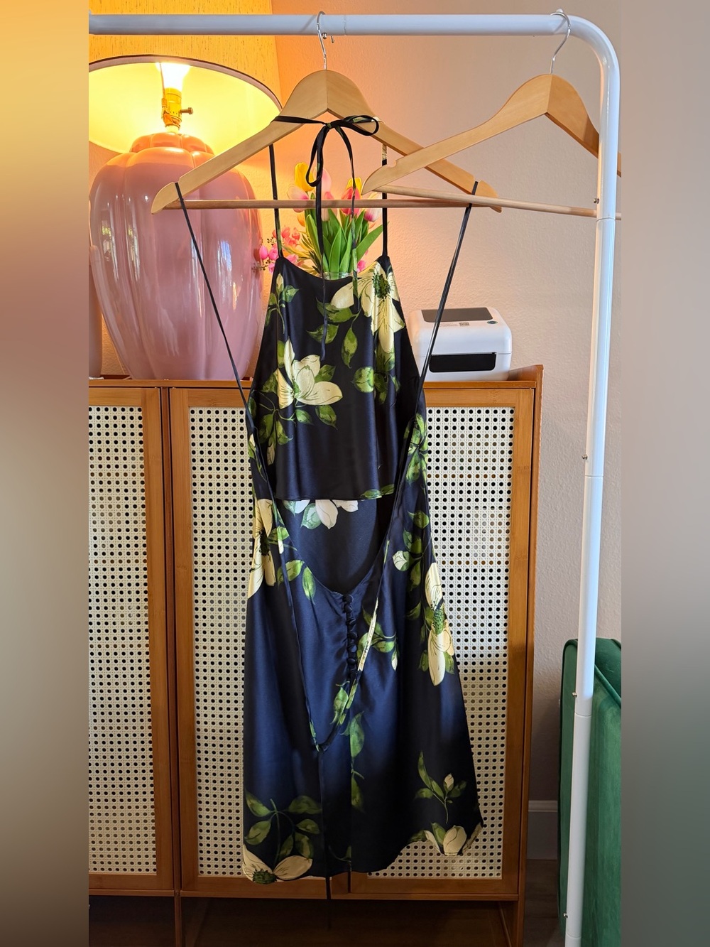 Reformation Jennis Silk Dress In Mood For Love, NWOT, NEVER WORN, NO FLAWS. - Picture 9 of 15